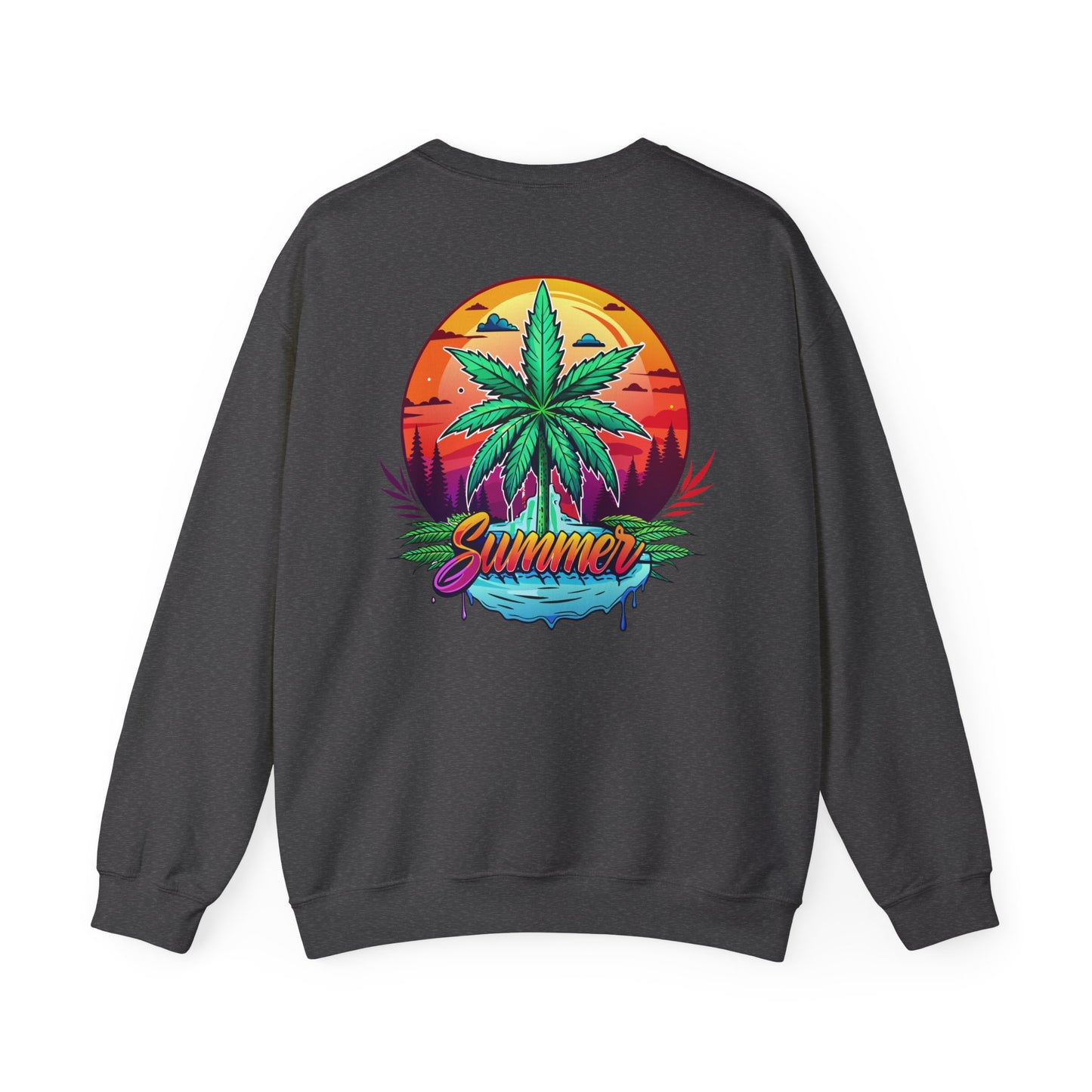 Summer Cannabis Leaf Swaetshirt – Retro Tropical Sunset