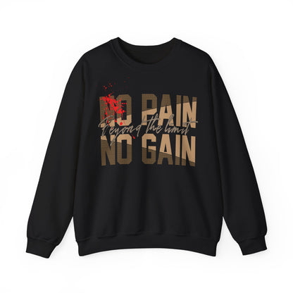 Motivational No Pain No Gain Crewneck Sweatshirt for Fitness Enthusiasts