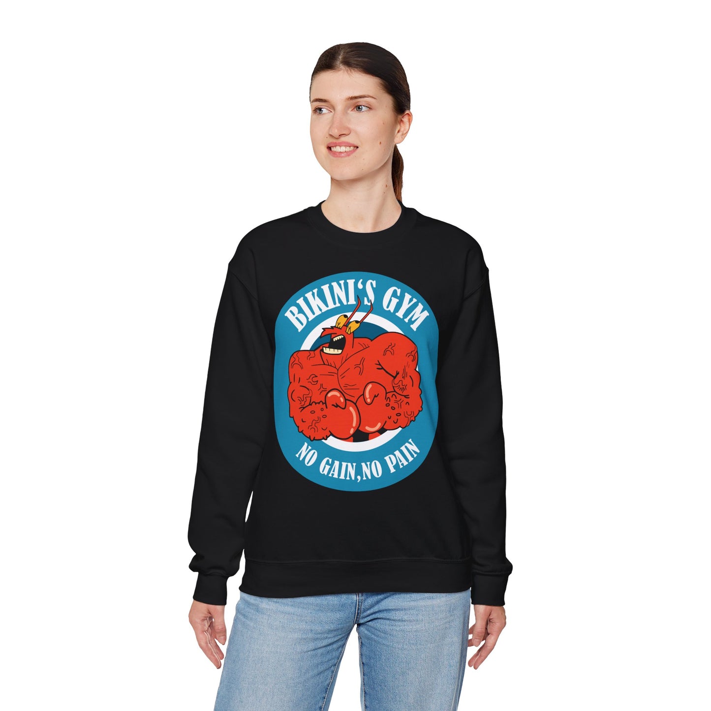 Bikini's Gym Unisex Heavy Blend™ Crewneck Sweatshirt - No Gain, No Pain Black