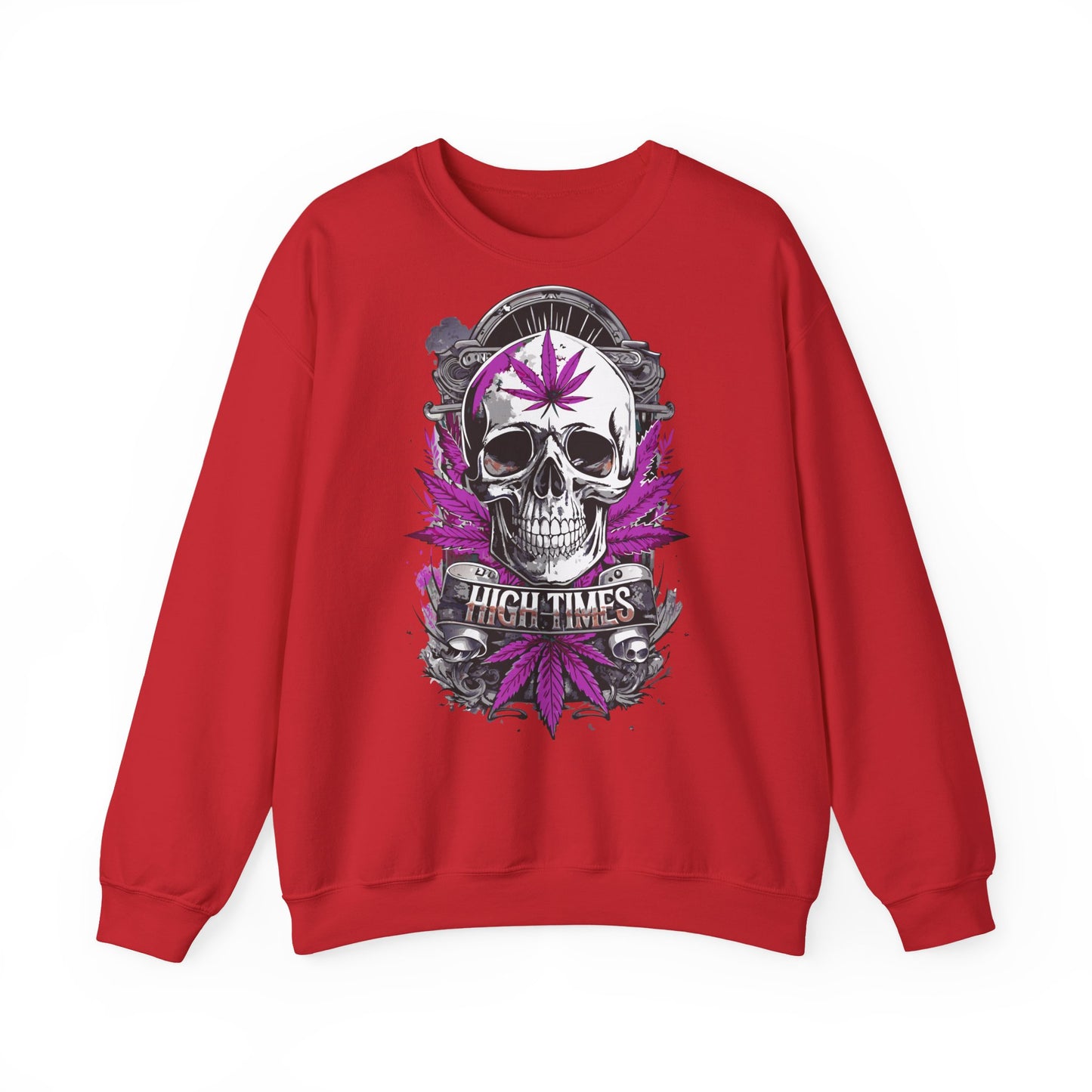 Skull & Purple Cannabis Leaf- "High Times" Graphic Sweatshirt