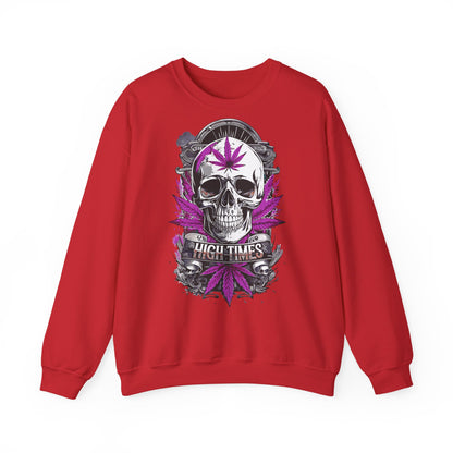 Skull & Purple Cannabis Leaf- "High Times" Graphic Sweatshirt
