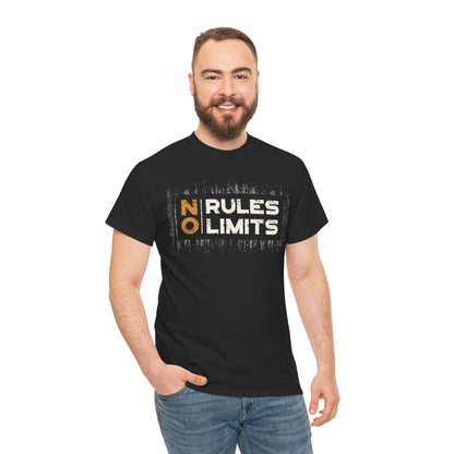 No Rules Limits Unisex Heavy Cotton Tee - Bold Graphic Tee for Freedom Lovers