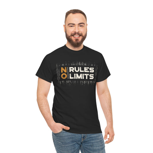 No Rules Limits Unisex Heavy Cotton Tee - Bold Graphic Tee for Freedom Lovers