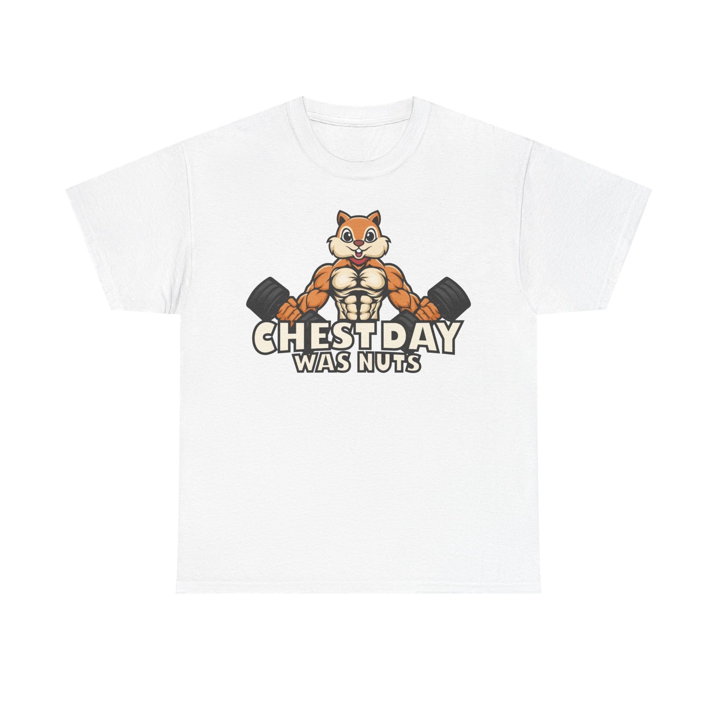 Funny Gym Tee - "Chestday Was Nuts" Unisex Heavy Cotton T-Shirt