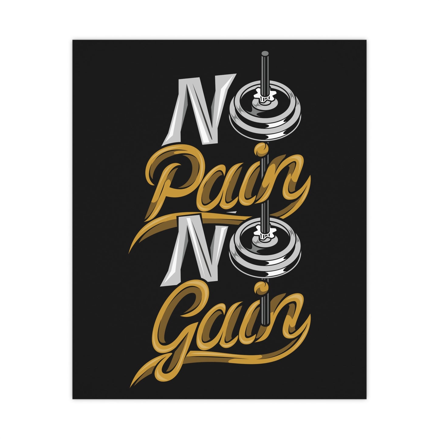 No Pain No Gain Motivational Matte Poster - Fitness Wall Art for Gym Lovers