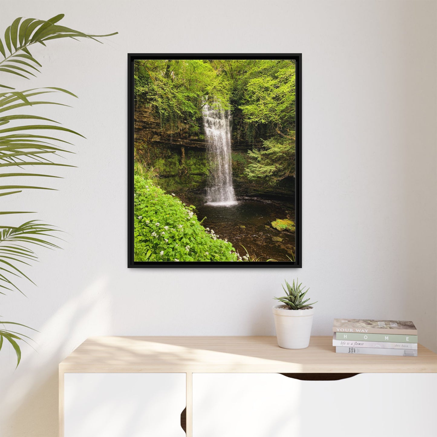 Glacer Waterfall Matte Canvas, Framed (Multi-color)