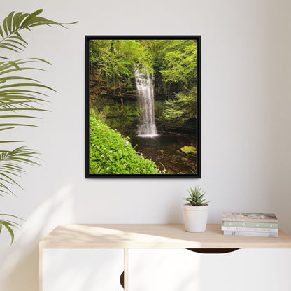 Glacer Waterfall Matte Canvas, Framed (Multi-color)