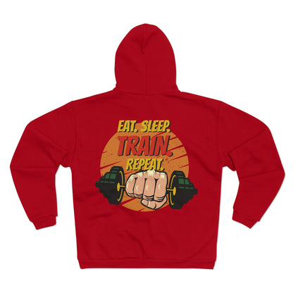 Unisex Hooded Zip Sweatshirt - Eat, Sleep, Train, Repeat