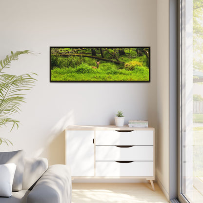 Deer in Ditch Matte Canvas, Framed (Multi-color)