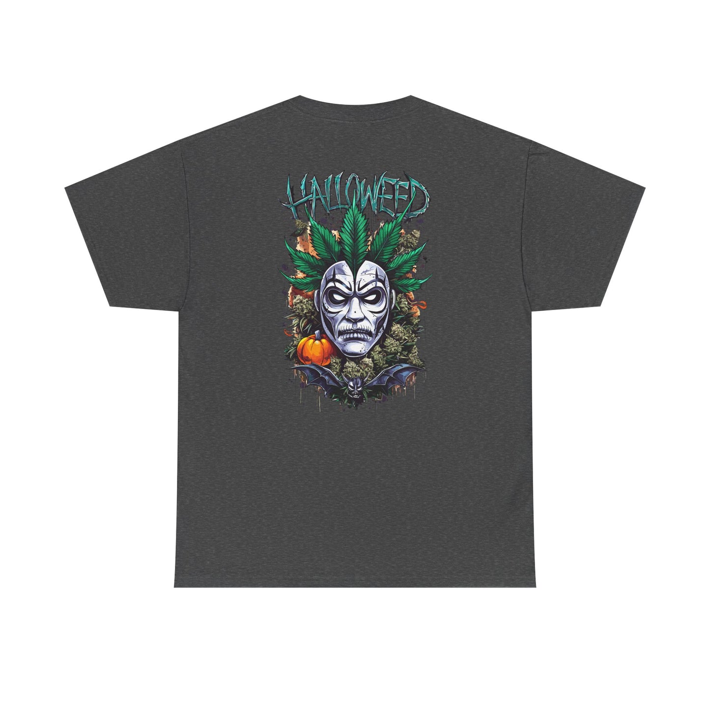 Hallowed Harvest Tee — Halloween Mask & Pumpkin Graphic T-Shirt