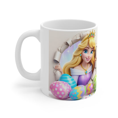 Princess Easter Ceramic Coffee Cup - 11oz & 15oz, Whimsical Design for Spring Celebrations