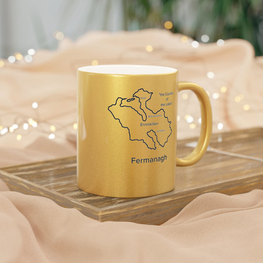 Fermanagh County Metallic Colour Mug - Silver/Gold - Perfect Gift for Coffee Lovers