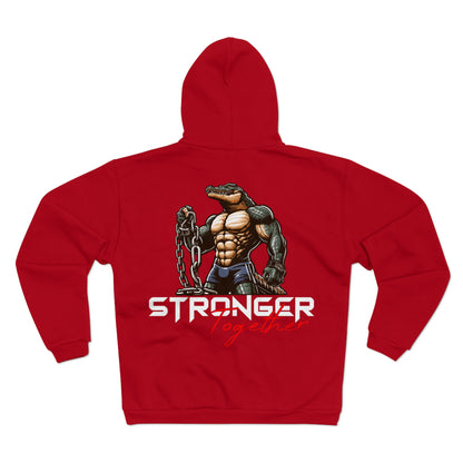 Stronger Together Unisex Hooded Zip Sweatshirt - Motivational Fitness Gear