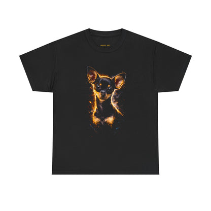 Chihuahua Fire Graphic Tee — Fiery Dog Portrait T-Shirt