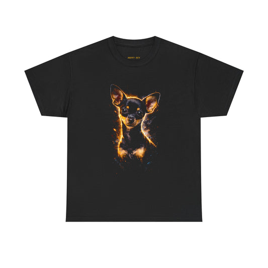 Chihuahua Fire Graphic Tee — Fiery Dog Portrait T-Shirt