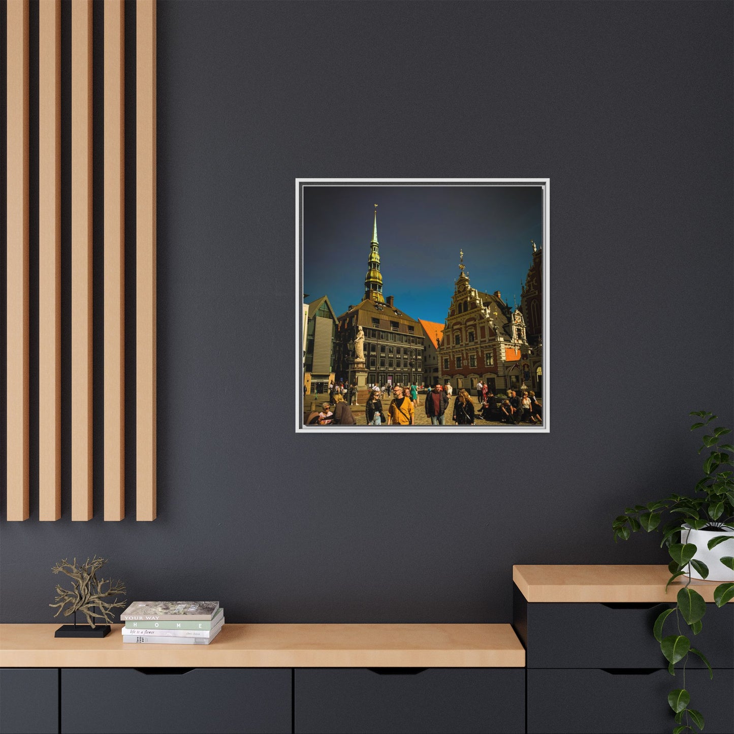 Riga Old Town Matte Canvas, Framed (Multi-color)