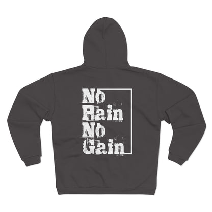 Unisex Hooded Zip Sweatshirt - "No Pain No Gain" Motivational Fitness Jacket