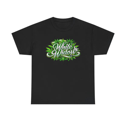 White Widow Graphic Tee — Cannabis Leaf Logo T-Shirt