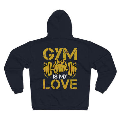 Gym Love Unisex Hooded Zip Sweatshirt - Perfect for Fitness Enthusiasts