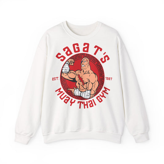 Sagat's Muay Thai Unisex Heavy Blend™ Crewneck Sweatshirt - Athletic Style for Fitness Enthusiasts White