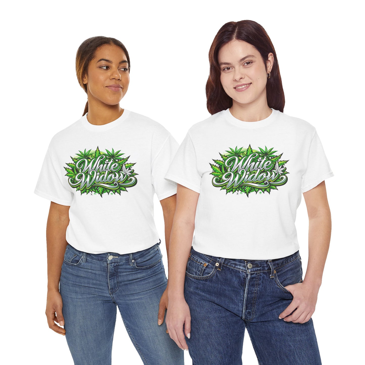 White Widow Graphic Tee — Cannabis Leaf Logo T-Shirt