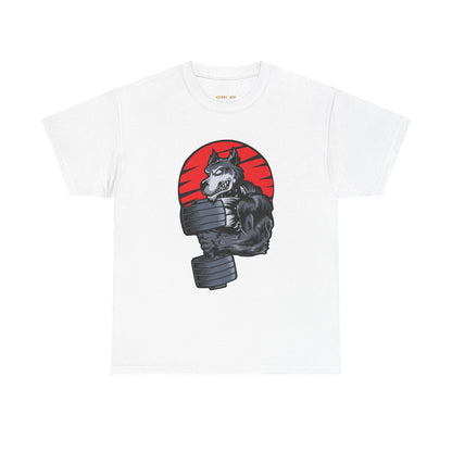 Gym Wolf Unisex Heavy Cotton Tee - Motivational Workout T-Shirt White