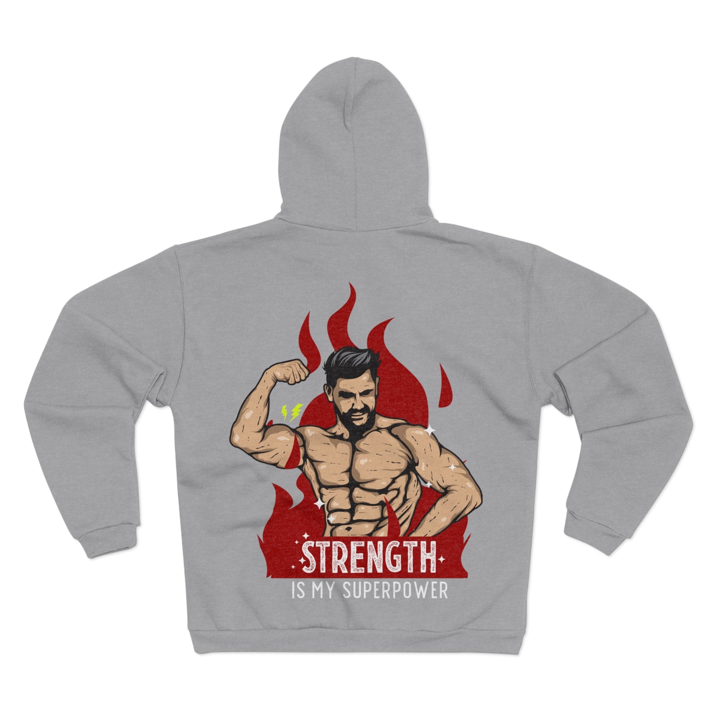 Strength Is My Superpower Unisex Hooded Zip Sweatshirt - Perfect for Fitness Enthusiasts