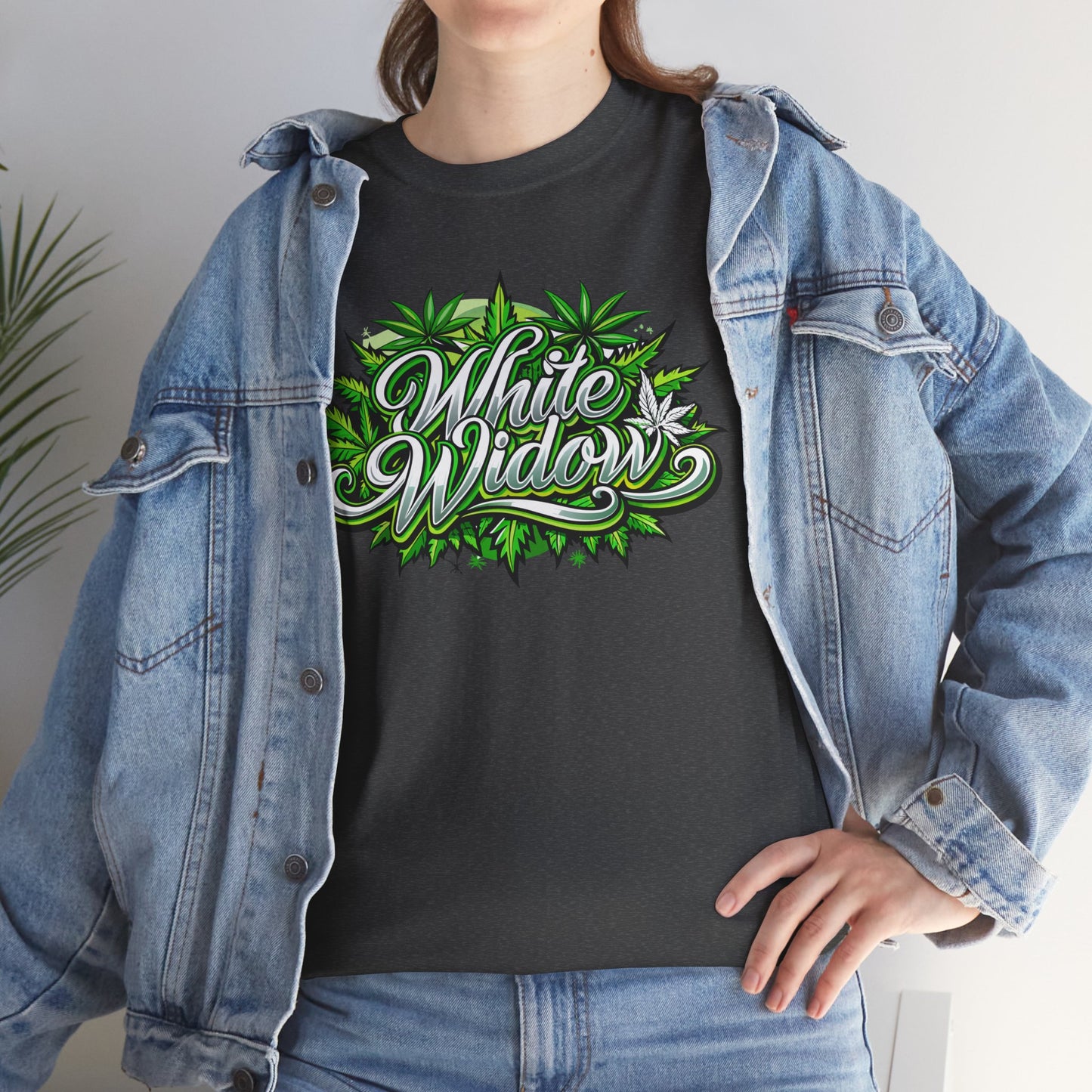White Widow Graphic Tee — Cannabis Leaf Logo T-Shirt