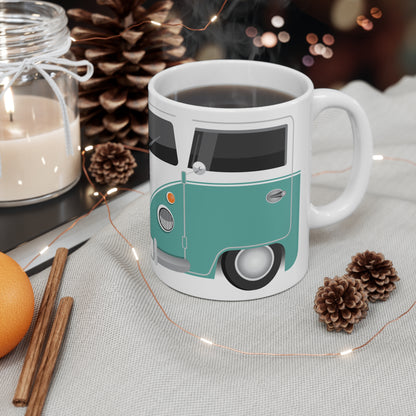 Vintage VW Bus Ceramic Coffee Mug - 11oz & 15oz - Perfect for Auto Enthusiasts Light Blue