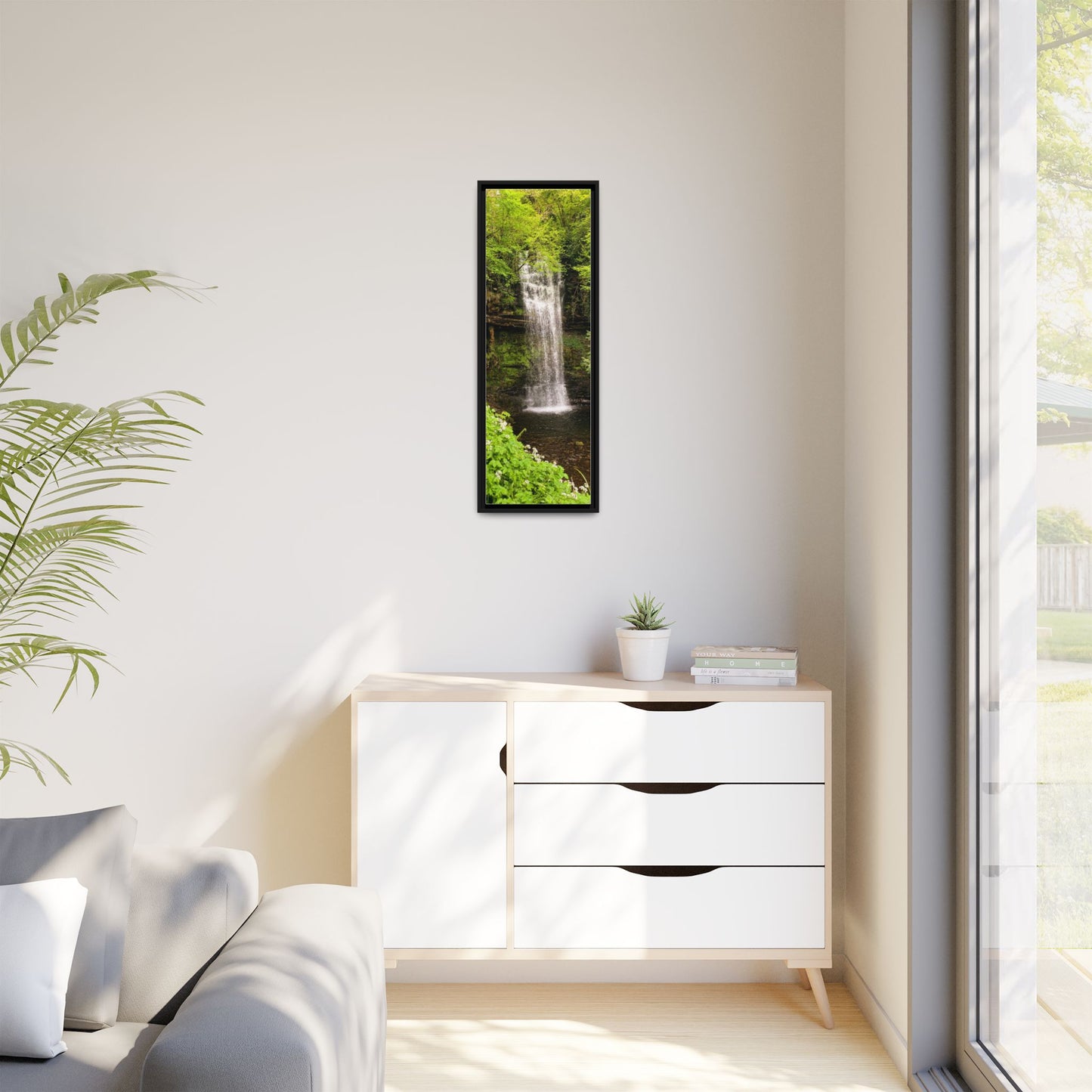 Glacer Waterfall Matte Canvas, Framed (Multi-color)
