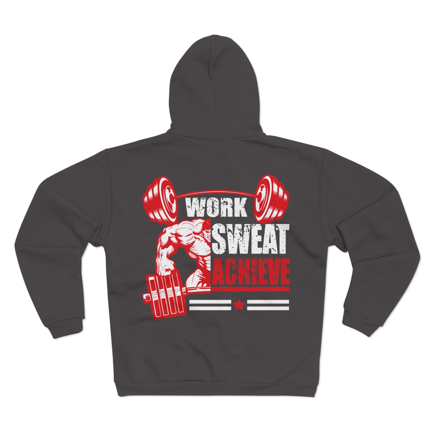 Motivational Fitness Hoodie - 'Work Sweat Achieve' Unisex Zip Sweatshirt
