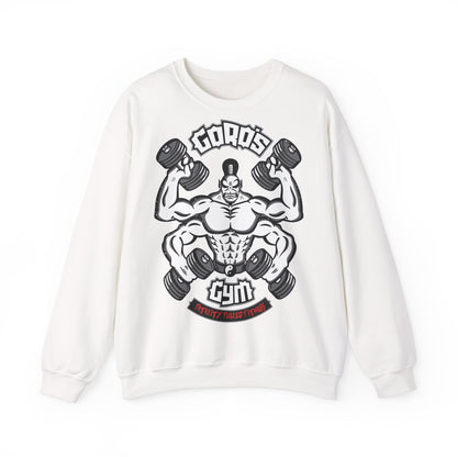 Goro's Gym Graphic Crewneck Sweatshirt - Perfect for Fitness Enthusiasts White