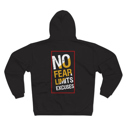 Motivational Zip-Up Hoodie - "No Fear Limits Excuses"