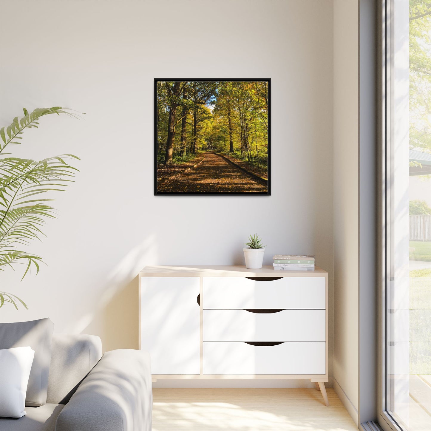 Listowel Town Park Autumn Matte Canvas, Framed (Multi-color)