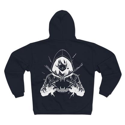 White Graphic Power Unisex Hooded Zip Sweatshirt