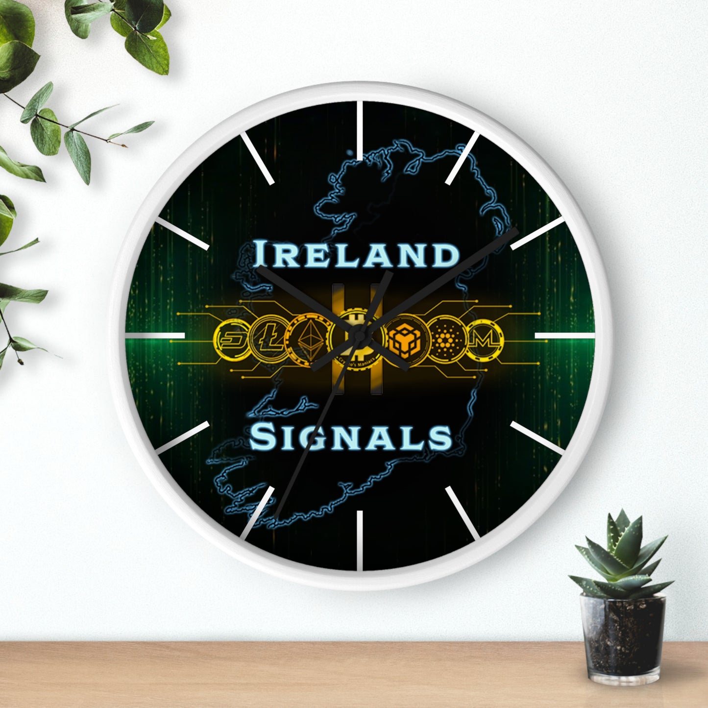 Ireland Signals Wall Clock — Celtic Tech Map Decorative Clock