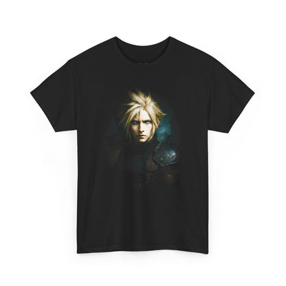 Gamer Fantasy Portrait Tee — Heroic Blonde Warrior Graphic T-Shirt