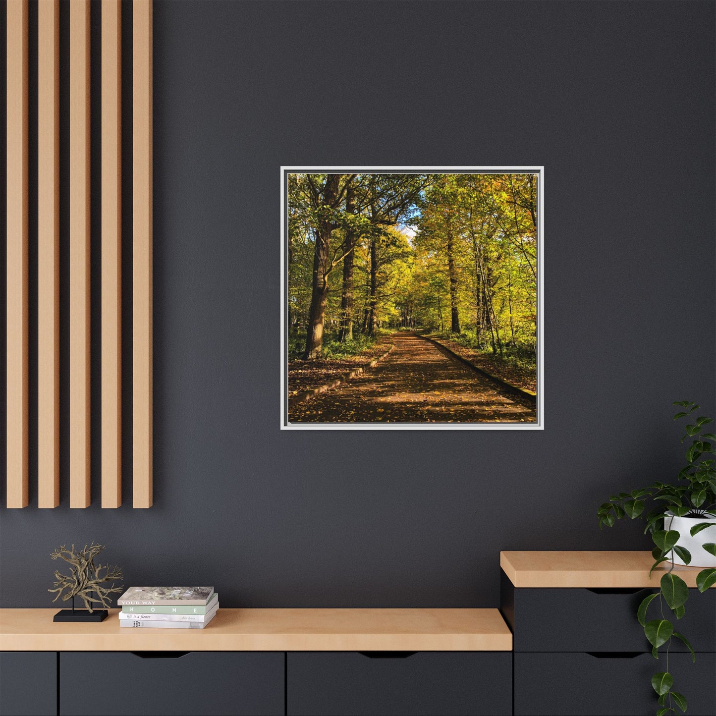 Listowel Town Park Autumn Matte Canvas, Framed (Multi-color)