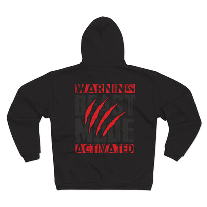 Warning: Beast Mode Activated Unisex Hooded Zip Sweatshirt