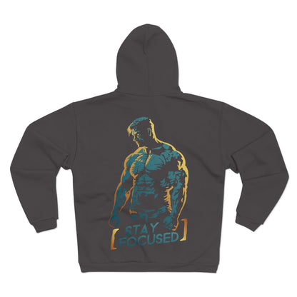 Unisex Hooded Zip Sweatshirt - Stay Focused Gym Hoodie for Fitness Enthusiasts