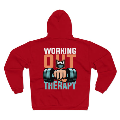 Unisex Zip Hoodie - 'Working Out is My Therapy' - Perfect for Gym Lovers