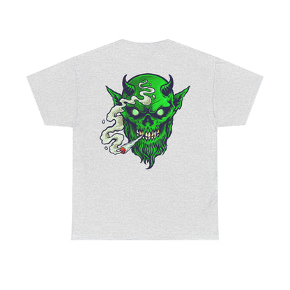 Smoking Green Demon Skull T-Shirt — Creepy Stoner Graphic Tee