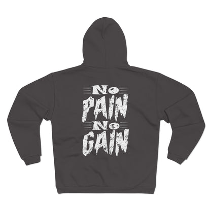 No Pain No Gain Unisex Zip Sweatshirt – Motivational Fitness Hoodie