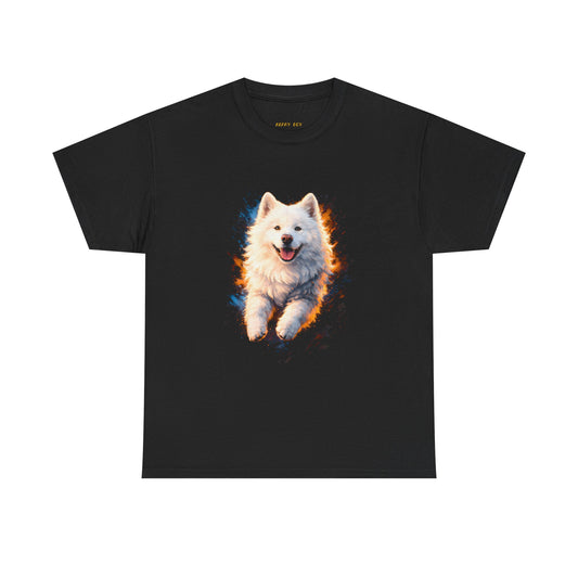 Samoyed Dog T‑Shirt — Happy White Dog Running Graphic Tee