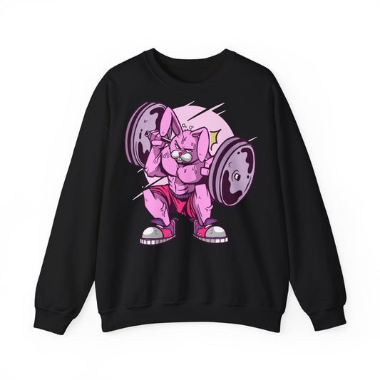 Fitness Bunny Unisex Crewneck Sweatshirt - Cute Workout Sweatshirt with Funny Bunny Design