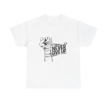 Never Give Up Unisex Heavy Cotton Tee - Motivational T-Shirt for Daily Inspiration