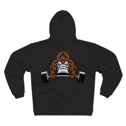 Motivational Bear Weightlifting Unisex Hooded Zip Sweatshirt