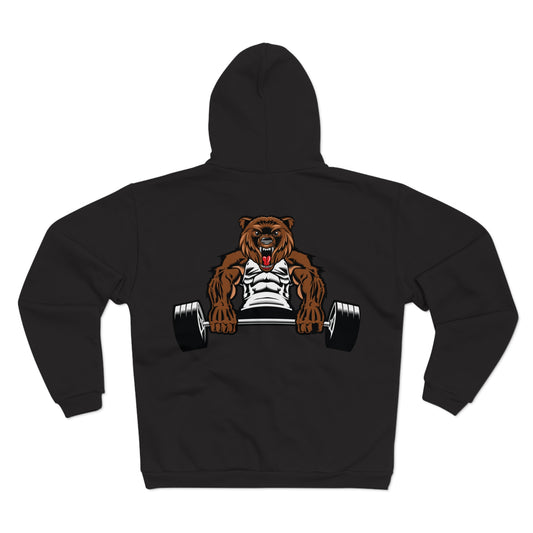 Motivational Bear Weightlifting Unisex Hooded Zip Sweatshirt