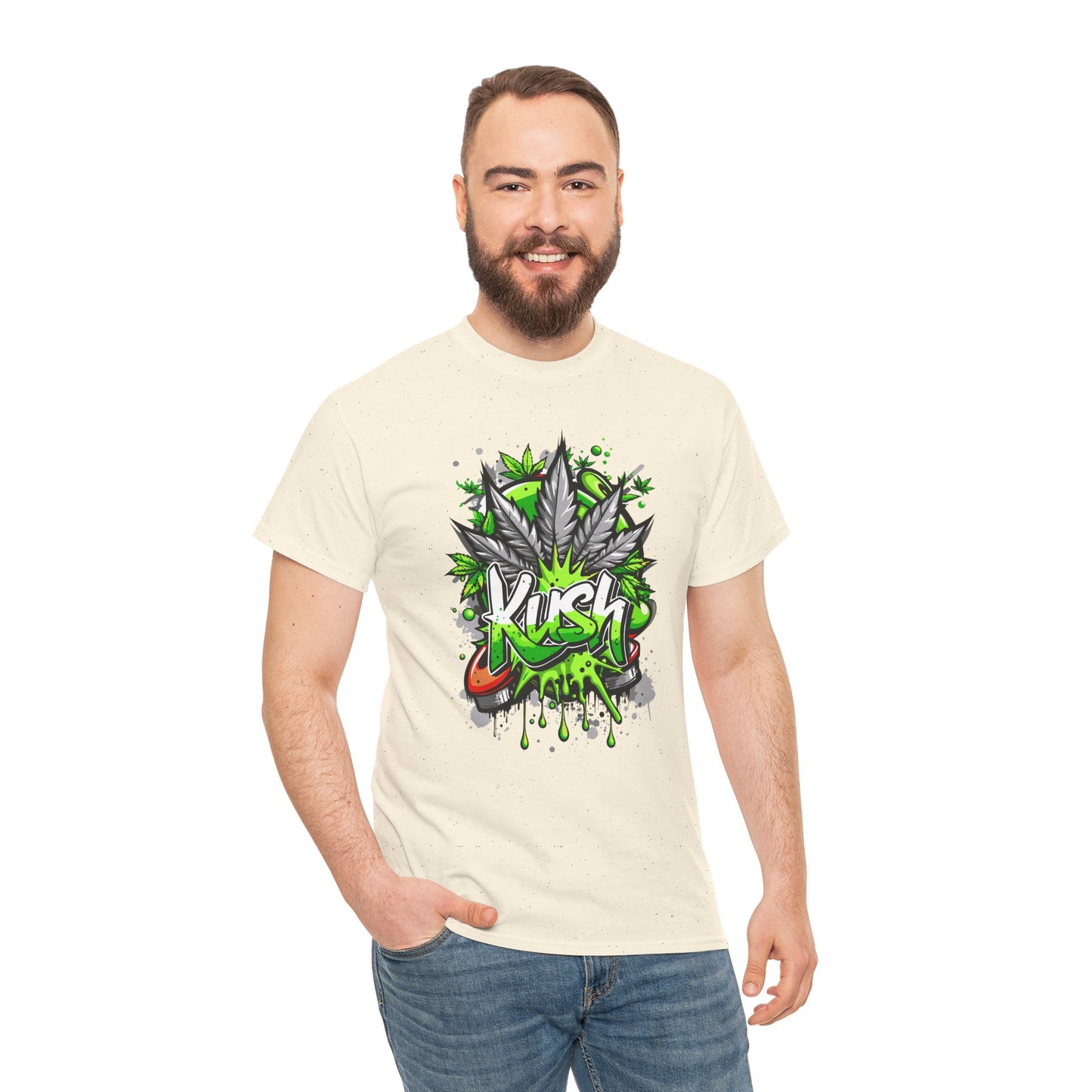 Kush Graffiti T-Shirt — Green Cannabis Leaf Street Art Tee