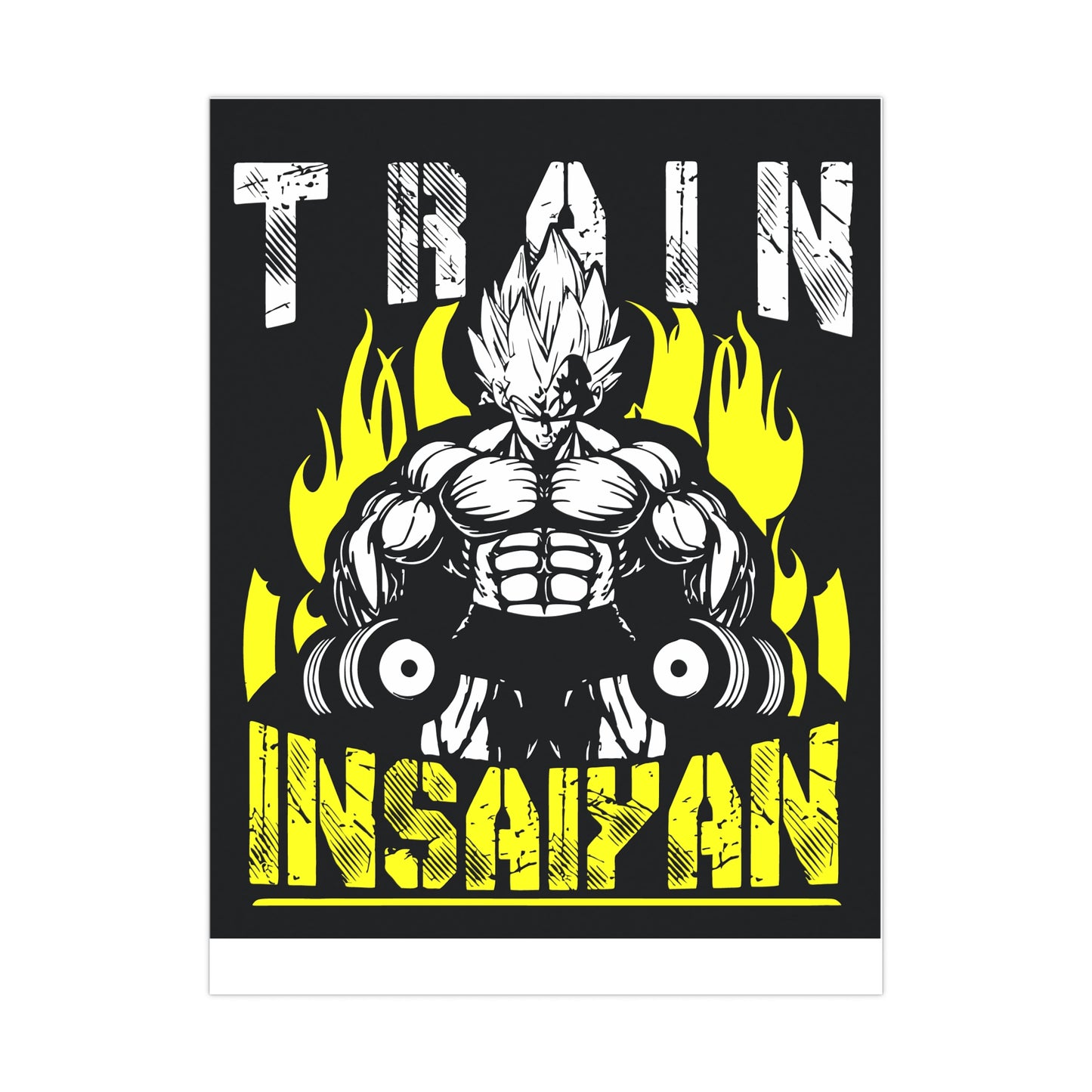 Fitness Motivation Matte Poster - Train Insaiyan Art for Home Gym Decor